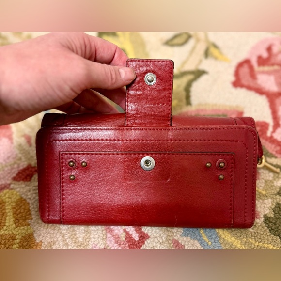 CHLOE Y2K Vintage Paddington Red Leather Bi-Fold Long Wallet W/ Added Crossbody - Picture 12 of 16